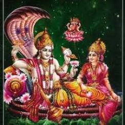 Vishnu with Laxmi on Sheshnaag; Brahma created on lotus that grew from Vishnu's naval.